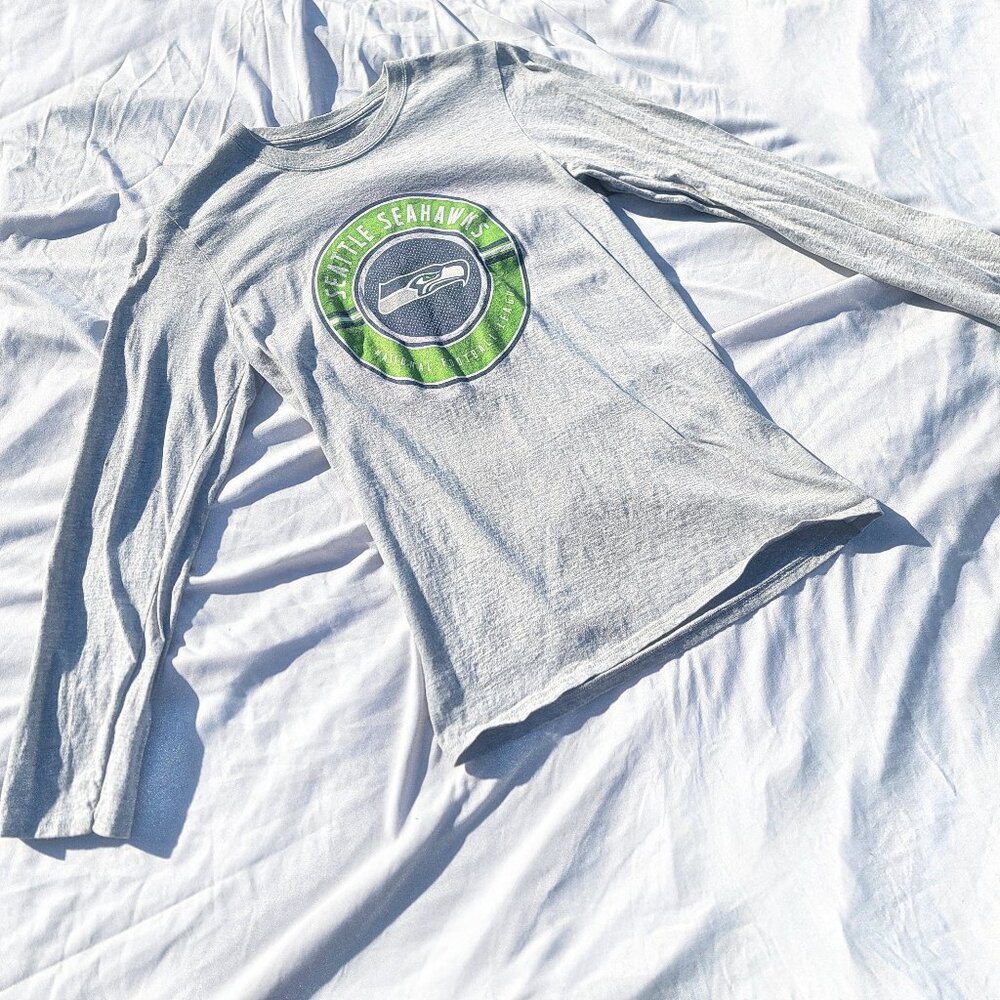 Seattle Seahawks Long Sleeve Tee NFL Team Apparel Gray Size S/P